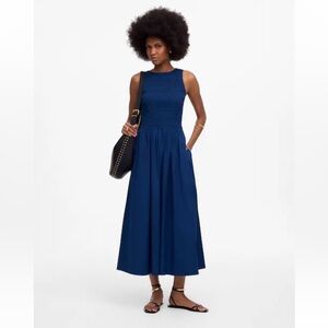 Madewell The Melody Scoopback Smocked Midi Dress blue size XXS new
